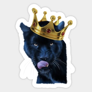 Black Panther Big Cat with Crown, Tropical Animal Sticker